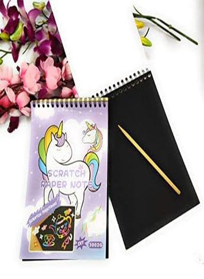 Anushil Kids Magic Scratchbook Notebook - Magical Drawing Book - Sketch Scratch Paper Note Drawing Educational Book+Wooden Pencil (Pack of 1) - Image 1